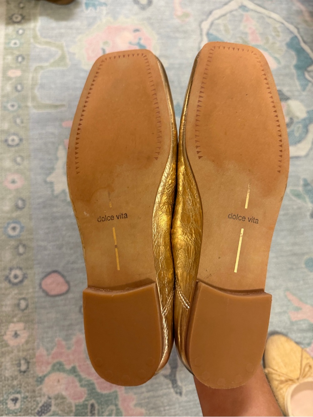 Dolce Vita Metallic Gold Ballet Flats with Bow Detail - Picture 3 of 3